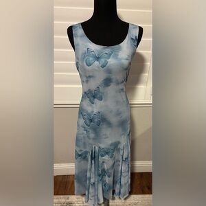 SHEIN Sky Blue Butterfly Midi Dress